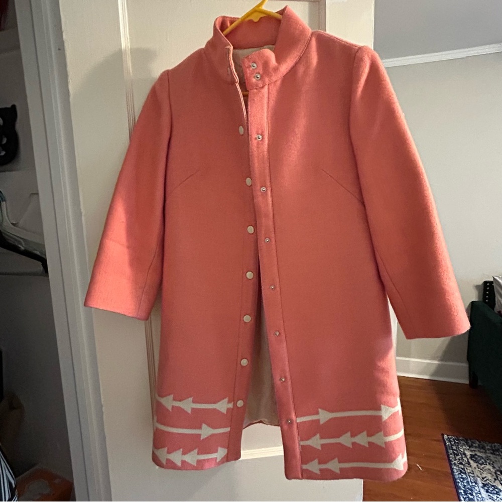 Lauren Moffatt for Anthropologie Pink Coat with White Accents